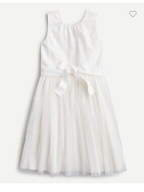 J Crew Crewcuts Ivory Tulle Skirt Sash Bow Tie Kids Dress Size 7